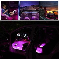 Universal Car LED Strip Light, USB Port Auto Interior Decorative USB, Red
