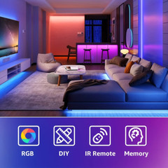 50 Ft LED Strip Lights, with 44 Keys Remote Control, Dimmable RGB Color Changing