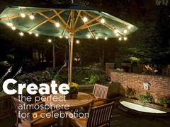 Solar String Lights Waterproof LED Indoor/Outdoor Hanging Umbrella Lights with 3