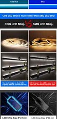 12V 24V RA90 Flexible High Bright Tape LED COB Strip 3mm 5mm 8mm 10mm Light Bar