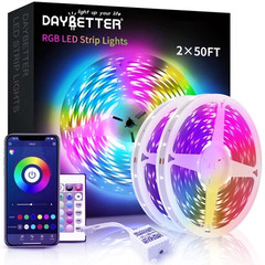 DAYBETTER 100ft LED Strip Lights RGB 5050 App Remote Music Sync Color Changing