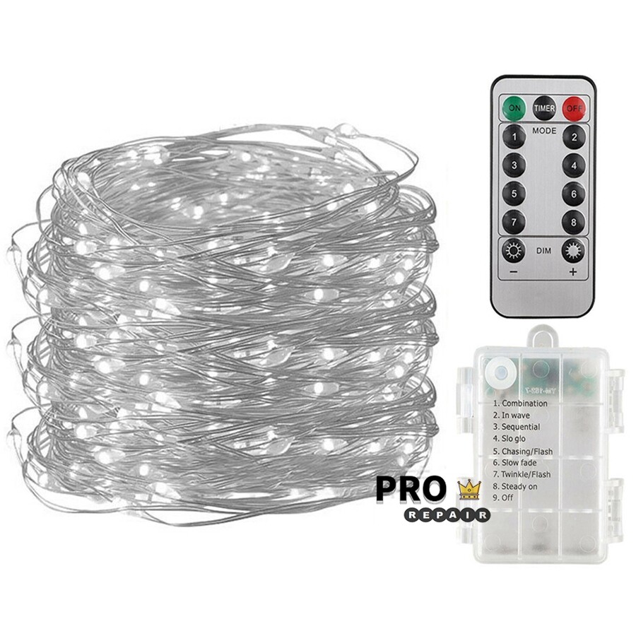 Mini LED Copper Wire String Fairy Lights Battery Power Box With 13-Key Remote