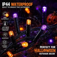 300 LED Halloween String Lights – 100FT Waterproof Purple & Orange Party Decor