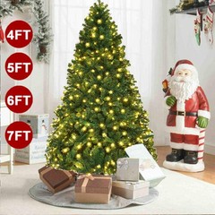 4/5/6/7FT Artificial Christmas Tree Pre Lit / LED Lights / Flocked Holiday Tree