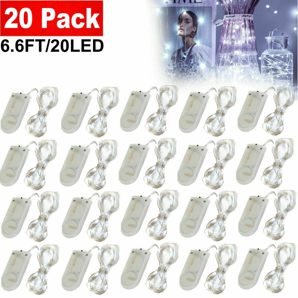 20 Pack 6.6ft 20 LEDs Battery Operated Mini LED Copper Wire String Fairy Lights