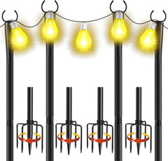 4 Pack 10Ft String Light Poles, Metal Poles with Fork for outside Lights,Outdoor