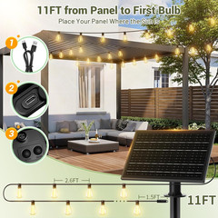 200FT Solar String Lights Outdoor Waterproof 72+2 LED Bulbs, Solar Powered with