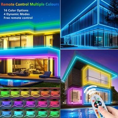 32.8ft RGB(W) Neon LED Rope Lights Plug&Play 110V 120V Flex Waterproof Led Ne…
