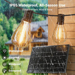 200FT Solar String Lights Outdoor Waterproof 72+2 LED Bulbs, Solar Powered with