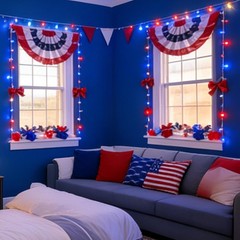 66ft Red White Blue 200LED Patriotic String Lights Plug in Indoor Outdoor