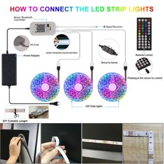 100ft 50ft LED Strip Lights 5050 RGB Bluetooth Color Change Remote for Rooms Bar