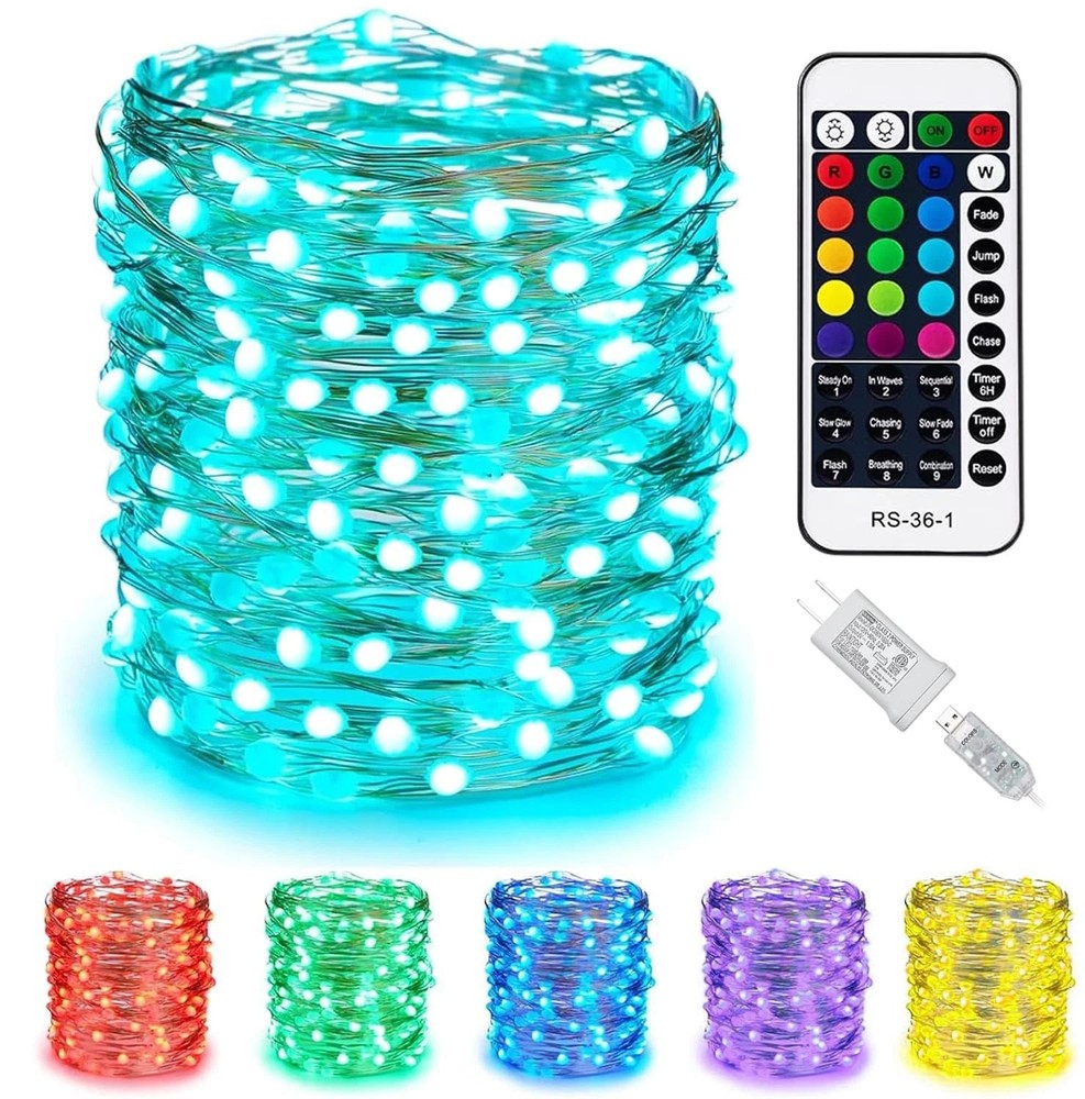 Color Changing Fairy String Lights – 33 ft 100 LED 33 FT, 16 Colors