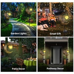 Solar Garden Lights Outdoor Decor,Moon Fairy Crackle Glass Lights,Waterproof …