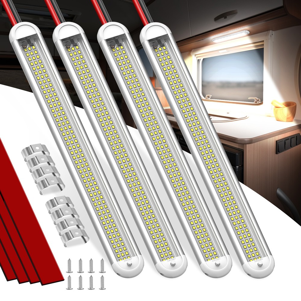 4Pack 120-LED Interior Light Bars – 2800LM 28W 6000K for RV/Camper Light Strips