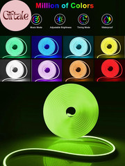 100Ft LED Neon Rope Lights with App and Remote Control, IP65 Waterproof Neon Str