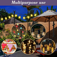 4 Pack String Light Poles,5Ft Metal Poles for Outdoor String Lights,Outdoor Ligh