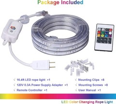 Art Deco 16.4ft LED Rope Light – Waterproof, Flexible, 8 Color Modes for Events