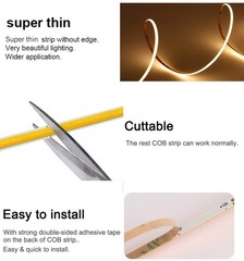 Ultra Narrow COB LED Strip Light For Aluminum Groove Home KTV Cabinet Car Decor