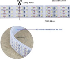 16.4Ft Super Bright Triple Row LED Strip Lights, Daylight White 6000K DC12V 1800