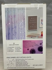WEST & ARROW 96 LED Christmas Curtain String Light |Pink Ombre | 8ft (96″) NWT