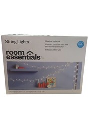 Room Essesntials String Lights White Cord Clear lights 22′ total length 20′ lit