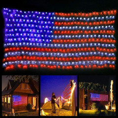 American Flag String Lights, Waterproof Led Flag Net Light, with 420 Super Brigh