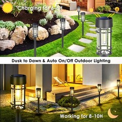 Solar Pathway Lights, 8 Pack LED Solar Lights Outdoor Waterproof, Glass Metal…
