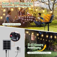 100FT Solar String Lights Waterproof Outdoor Patio w 32 ST38 Bulb Remote Control