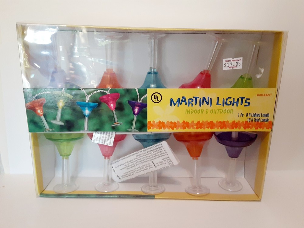 Martini Glass String Lights Set of 8 Bar Tiki Party Decor