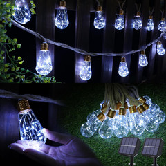 Solar Outdoor String Lights, 20Ft Vintage Rope Hemp Solar Patio Lights, Waterpro