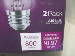 2 Pack Philips Ultra Definition 60W Equivalent 8W LED A19 Medium Bulb 800 Lumens