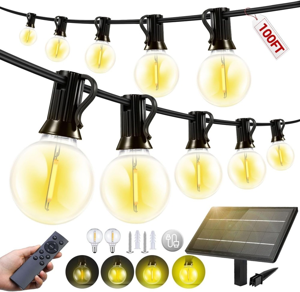 100 FT Guirnalda Cadena Tira De Bombillas Luces LED Para Exterior Patio Jardin