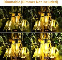 ZOTOYI Outdoor String Lights 50 FT, Patio Bulbs with 27 LED Plastic Edison ST…