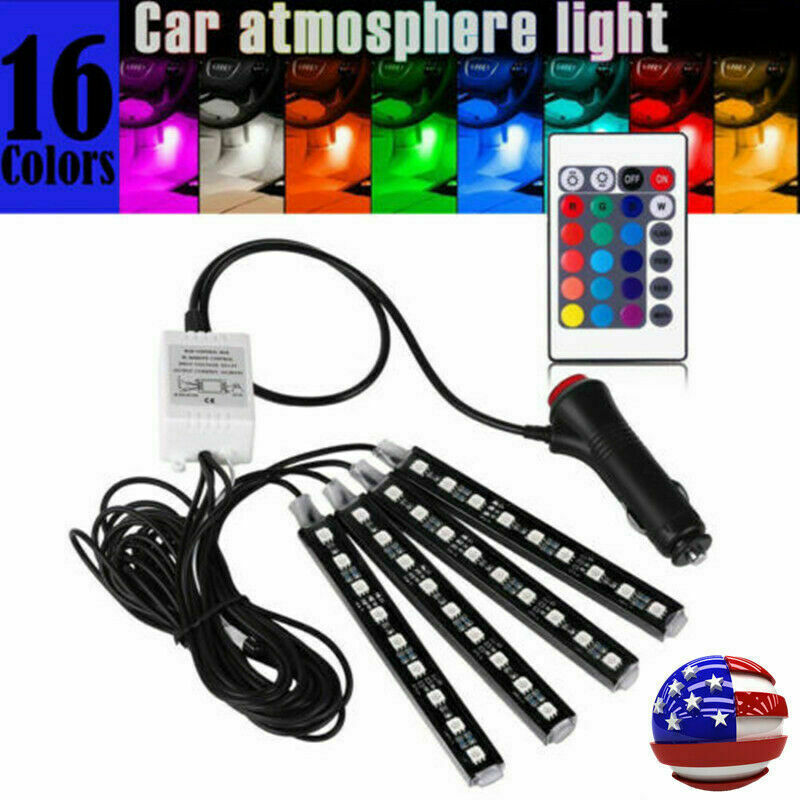 Car LED Interior Decor Neon Atmosphere Light Strip With Music Control 4×9 4×12