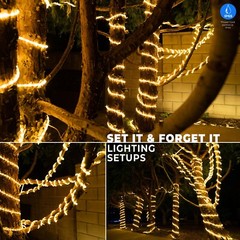 Assorted Size 1/2″ Thick Warm White LED Rope Lighting Outdoor Christmas Tree