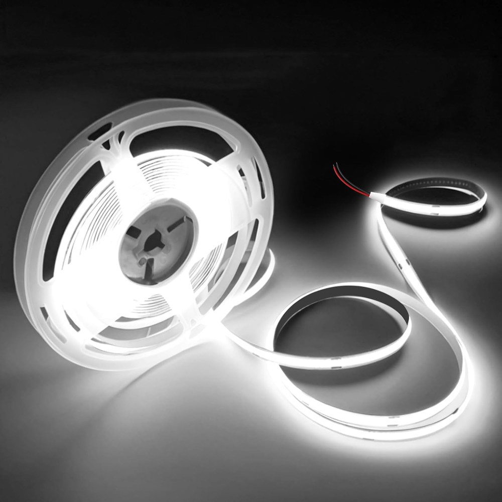 COB LED Strip Lights Daylight White 6000K,16.4ft 12V High CRI 95Ra+ Super Bright