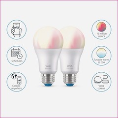 Wiz 60W Equivalent Smart A19 LED Light Bulb (2-Pack) 603639 Wiz 603639