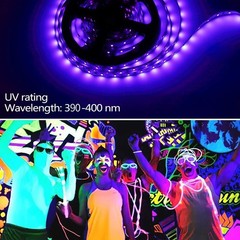 33ft LED UV Black Light Strip Kit, 600 Units UV Lamp Beads, 12V Flexible Blac…