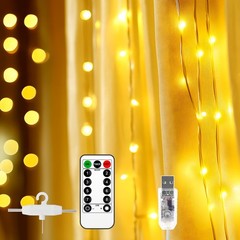 300 LED Fairy Curtain Lights 9.8×9.8Ft USB Powered Waterproof Twinkle Wall Light