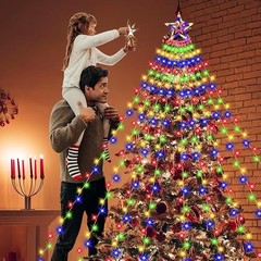 200 LED SOLAR Christmas Tree Waterfall Lights Color Changing Indoor Outdoor
