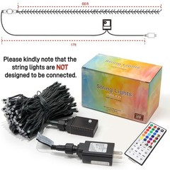 66ft Christmas Decorative Mini Lights, 200 LED RGB Changing 8 Functional Gree…