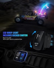 4FT Spiral RGB LED Whip Lights, 360° 1PC4FT w/Remote Control & Rocker Switch