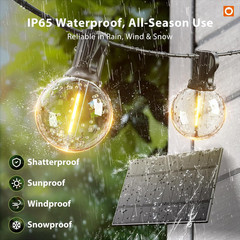 addlon 50FT Solar String Lights Outdoor Waterproof with Remote, G40 Globe Solar