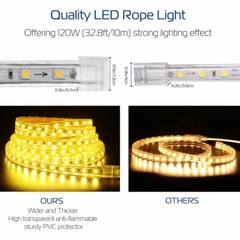110V 5050 LED Strip Light Flexible Tape Lighting Rope Home Outdoor With US Plug