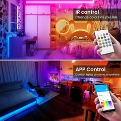 Multicolor Smart LED Strip Lights 100ft – App & Remote Control for Mood Lighting