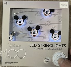 Disney 18 LED String , 6.5 Feet Lights Mickey Mouse Battery Operated