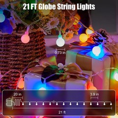 Globe String Lights Battery Operated – 21 Feet 60 Led Twinkle Fairy Lights, 8…