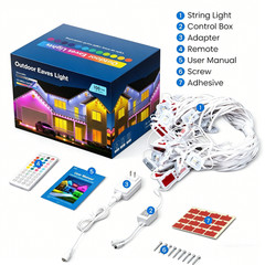 LED Permanent Outdoor Lights 60M, 24V Bluetooth RGB with APP & Remote Control