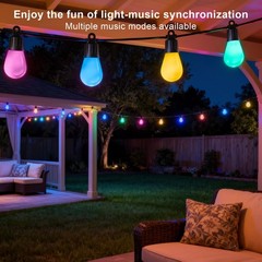 Outdoor String Lights 118FT Smart Patio with 59ft, ‎RGBIC+Warm White