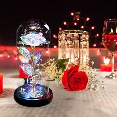Eternal Forever Galaxy Rose Flower In Glass Dome LED Light Valentine’s Day Gift